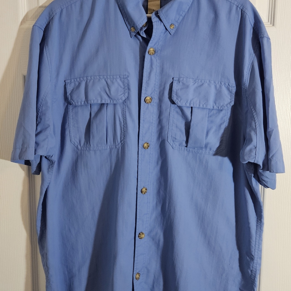 Duluth Trading Co Men's Light Blue Casual Button-Down Shirt